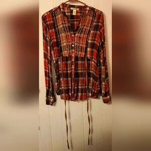 Red, White & Blue Baby Doll Top, size PXL